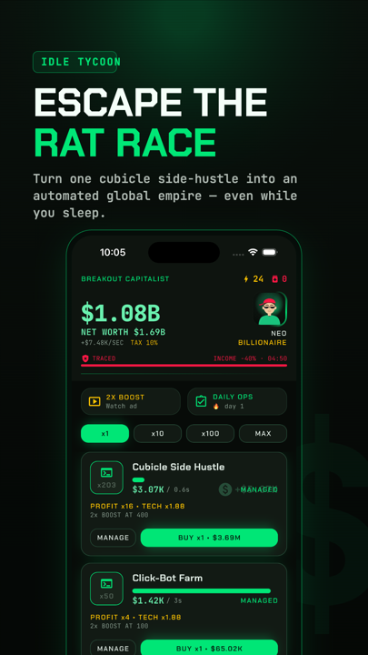 Hustles tab — drafting and automating businesses