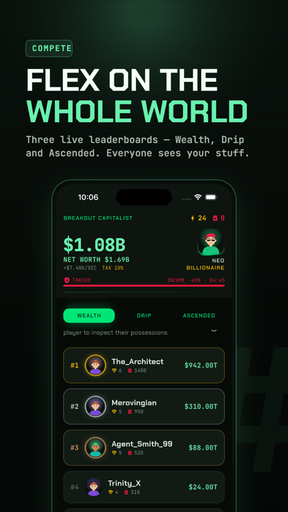 Ranks tab — global leaderboards